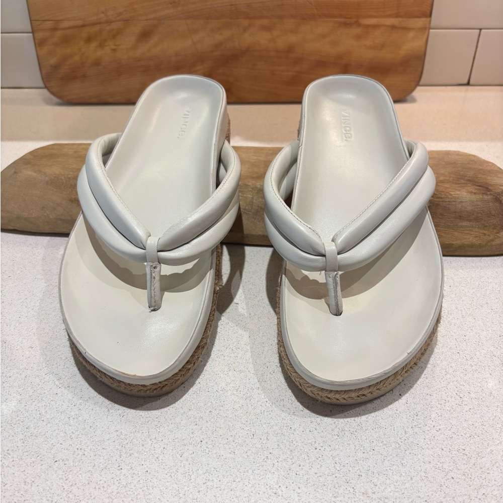 Vince. Forest Faux Espadrille Platform Women's White Sandals - SZ 10 EU 40 - Picture 2 of 12